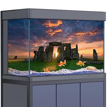 Imagem de SB little Adesivo de fundo de aquário decoração para tanques de peixes de 14 a 125 litros, pôster de habitat de répteis HD 3D Stonehenge England (50 x 100 cm))