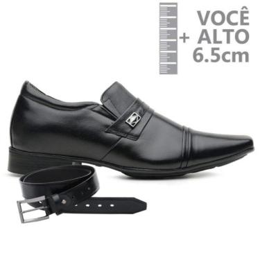 Imagem de Sapato Com Salto Interno Jota Pe Preto Couro + Cinto 82402