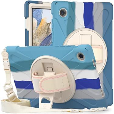 Imagem de Capa para tablet Tampa da tabuleta para Samsung Galaxy Tab A8 10.5 polegadas 2021 (SM-X200 / X205), Crianças do corpo inteiro caixa de choque à prova de choque com alça de mão/alça de ombro rotativa