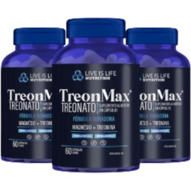 Imagem de Kit 3 TreonMax Magnesio Treonato 60 Capsula Puro Original 180 Capsula Total