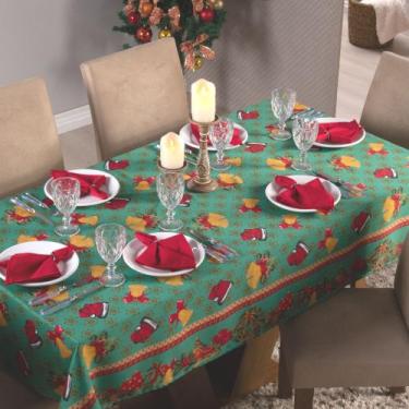 Imagem de Toalha Mesa Plus Jantar 1,40X2,50M 6 Cadeiras Noel Verde - Charme Do D