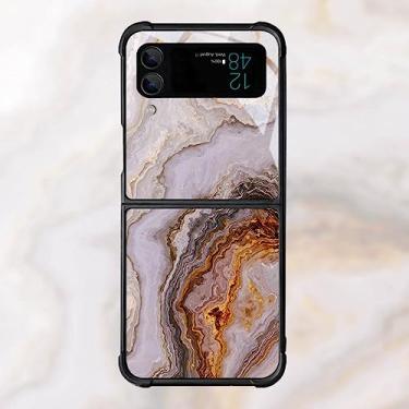 Imagem de Capa de telefone com padrão de pedra de jade verde esmeralda para Samsung Galaxy Z Flip 4 3 5G Filp4 capa de luxo mármore elegante capa à prova de choque, SMF, DLS107, para Galaxy Z Flip4