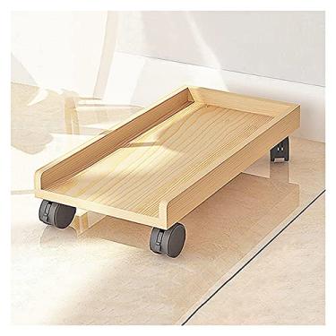 Imagem de GRFIT Suporte de CPU Suporte de CPU Suporte de torre de PC Suporte de carrinho de chão, com rodas de rodízio de madeira Suporte de torre de PC de mesa Suporte de mesa Suporte de torre de PC