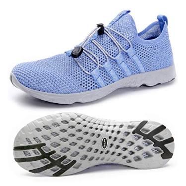 Imagem de DLGJPA Tênis masculino leve de secagem rápida Aqua Water Shoes Athletic Sport Walking Shoes, Azul-cinza, 9.5