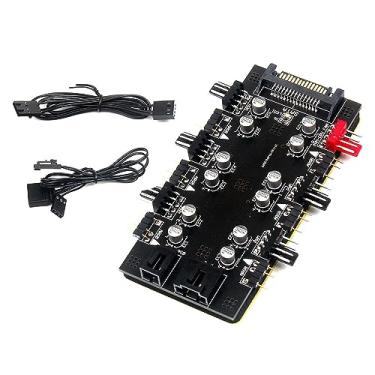 Imagem de NATEFEMIN Cabo de fonte de alimentação de ventilador PWM de 4 pinos, 6 vias PC CPU capa de resfriamento de extensão de ventilador cabo adaptador divisor para PC