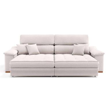 Imagem de sofá 3 lugares retrátil e reclinável raul linho cru