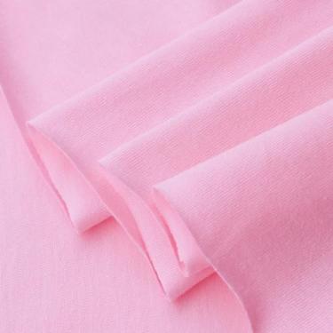 Imagem de Verão algodão malha tecido liso roupas bebê BJD camiseta manga curta moletom fino (48 rosa, 6 jardas pré-cortado)
