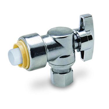 Imagem de Midline Valve VQBTD1214 Válvula de parada de abastecimento de água Push-Fit Design de uma peça; Desligamento de ângulo para vaso sanitário, pia, máquina de lavar louça, aquecedor; 1/2" Empurrar x 1/4"