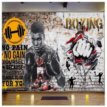 Imagem de TUYIFA Papel de parede 3d papel de parede boxe fundo fitness mural de parede (118" x 83" (300x210cm), pano de seda)