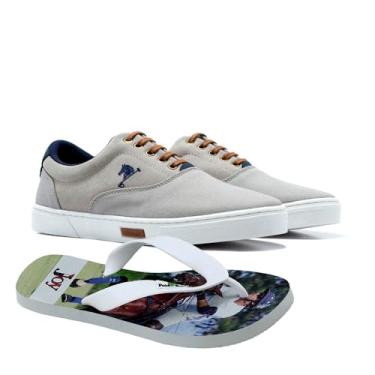 Imagem de Kit Sapatênis Casual + Chinelo Masculino Polo Joy Dia a Dia