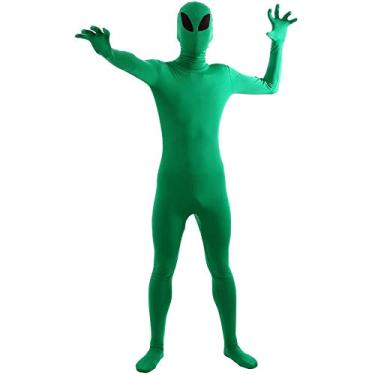 Imagem de Aniler Fantasia Alienígena de Elastano Masculino e Feminino Adulto Cosplay Halloween Alien Body (GG, Alienígena Verde)