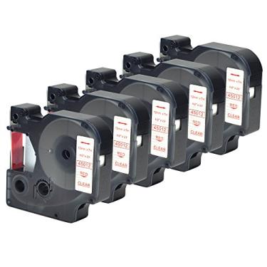 Imagem de Fita para etiquetadora Dymo Standard D1 45012 vermelha em transparente, compatível com LabelManager 160 450 210D PnP 420P (1/2" x 23' 12 mm x 7 m)