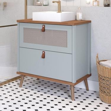 Imagem de Gabinete para Banheiro com Cuba Mily Espresso Móveis Pistache