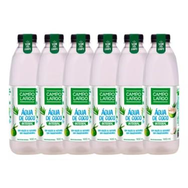 Imagem de Kit 6x Água De Coco Integral Campo Largo Garrafa 900 Ml Natural Sem Conservante Fardo