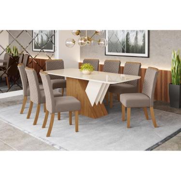 Imagem de Mesa de Jantar Epic 200 C. Vidro 8 Cad. Malu Amendoa - Henn