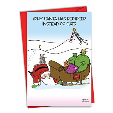 Imagem de NW-Christmas-Cartoon3, Single Reindeer Cats 1884, 1 Christmas Card & Envelope (SKU:1884)