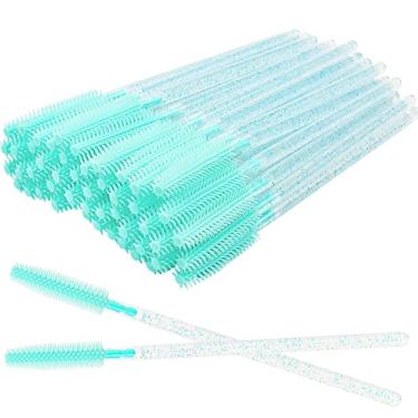 Imagem de 100 pincéis descartáveis de silicone para cílios para extensões, aplicadores de cílios (azul cristal/verde menta)