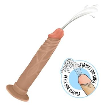 Imagem de Pênis que Ejacula com Ventosa Soft Touch 17,5x 3,5cm Bege