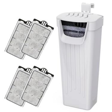 Imagem de Moonorange Filtro de energia para aquário (3,5 W), filtro de tanque de tartaruga, filtro silencioso de baixa água para aquário pequeno, tanque de répteis de até 38 litros, com 4 cartuchos (branco)