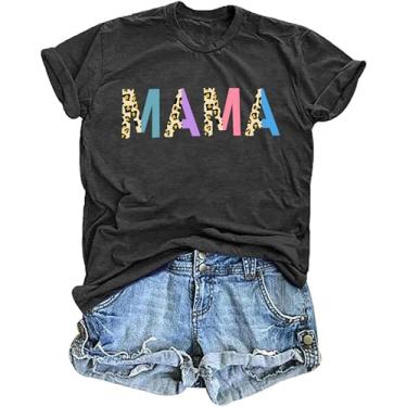 Imagem de Camisetas Mama para mulheres: Camiseta Mama Letter Print Camiseta Mom Life Camiseta Momma Gift Tees Casual Verão Tops, Cinza 2, M