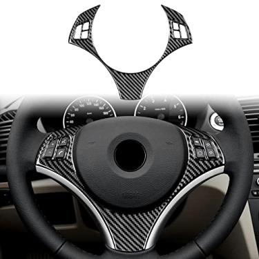 Imagem de JUPIZEUS Fibra de carbono, para BMW, capa de acabamento de painel de botão de volante esportivo para BMW Série 1 E81 E82 E87 E88 2008 2009 2010 2011 2012 2013, acessórios de adesivos internos, preto
