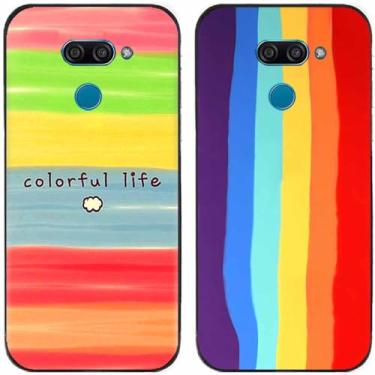 Imagem de 2 peças colorido vida arco-íris impresso TPU gel silicone capa de telefone traseira para LG Series (LG K40S)