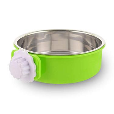 Imagem de Tigela removível de aço inoxidável Guardians Crate para alimentador de água tigelas de gaiola, copa para filhote de gato, pássaro, animais de estimação (grande, verde com parafuso de flores)