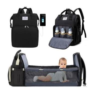 Imagem de Bolsa Maternidade Menino Menina Grande Vira Berço Funcional Porta Mamadeira-Unissex