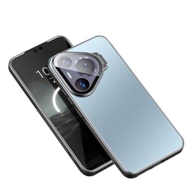 Imagem de HAO RIYLN Azul, 70 Pro, capa para Huawei Pura 70 Ultra/70 Pro/70 Pro+/70, proteção de câmera de metal com adsorção magnética, suporte embutido, capa fosca resistente a amarelamento