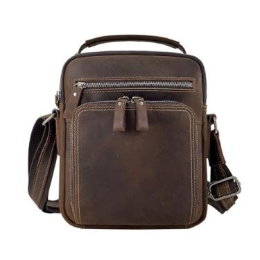 Imagem de Bolsa mensageiro masculina de couro legítimo, bolsa tiracolo para trabalho, negócios, bolsa de ombro para viagens, caminhadas, a