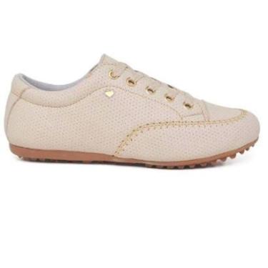 Imagem de Sapatênis Mocatênis Feminino Bege Amarração Cadarço Leve Casual-Feminino