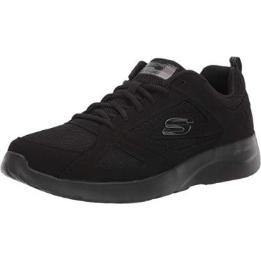 Imagem de Skechers Tênis masculino de cano baixo, Acabamento de poliuretano de malha de couro preto, 14