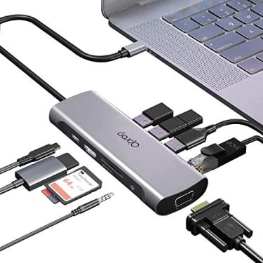 Imagem de Estação de ancoragem USB C Opro9 10 em 1, estação de ancoragem para laptop Dual 4K HDMI/1080P VGA para 2 monitores, USB 3.0, PD 100W, Gigabit Ethernet, leitor de cartão SD/TF, conector de áudio de 3,5