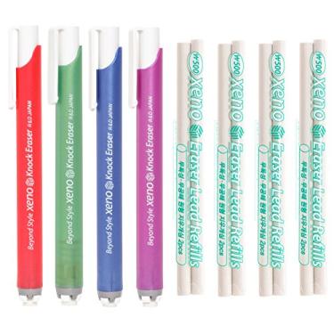 Imagem de Borracha retrátil Click Knock 4 da Xeno e 8 refis (pacote de cores sortidas) apagador retrátil