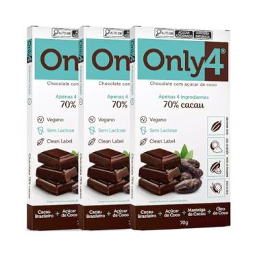 Imagem de Kit com 3 Tabletes de Chocolate 70% Cacau de 70g cada - Only4