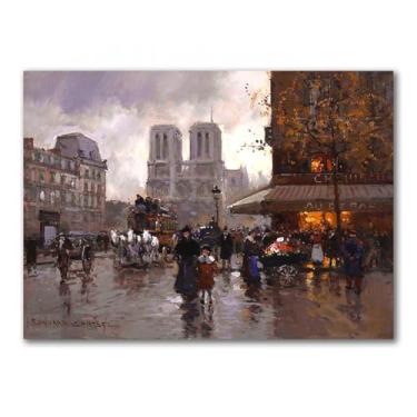 Imagem de LTY ADHML Poeta parisiense da pintura. Place St. Michel, Notre Dame. Reprodução de pinturas famosas. Arte de parede em tela. Imagem pós-impressionismo para decoração de casa 70 x 98 cm sem moldura