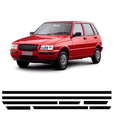 Imagem de Jogo Friso Lateral Borrachão Uno Mille 1995 a 2009 4 Portas Largo Preto