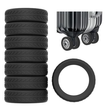 Imagem de AWINNER Pacote com 8 capas de roda de bagagem, capas protetoras de silicone para a maioria das 8 malas de rodas giratórias ou rodízios de cadeira de escritório, duráveis, silenciosas e com absorção de