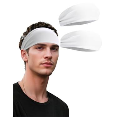 Imagem de Bandanas masculinas, faixa de transpiração antiderrapante para esportes, faixas de cabeça de suor, faixas de cabelo para corrida, ciclismo, ioga, basquete, treino, futebol, tênis, treinamento (pacote