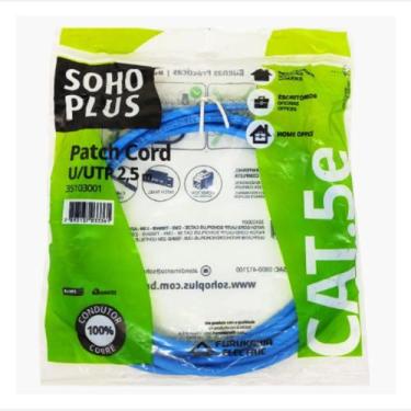 Imagem de Patch Cord 2,50 Metros Cat5e Sohoplus UUtp Azul - Furukawa