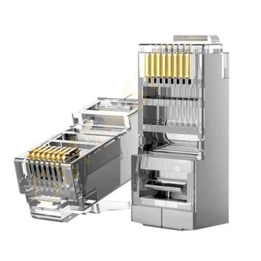 Imagem de Conector Giga Blindado Rj45 Cat6 - Pacote C/ 200 Atacado - Exbom