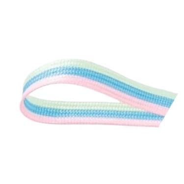 Imagem de Cadarços Listrados Colorblocked Tênis Infantil Adulto Cadarços Elásticos De Cor Gradiente Acessórios Para Sapatos(Green blue pink 7,160cm)