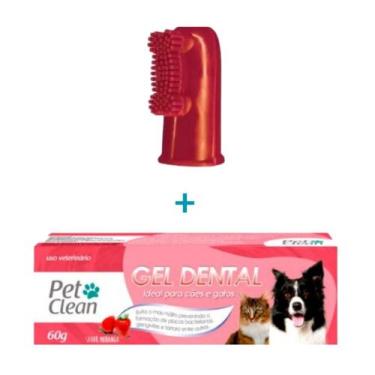 Imagem de Kit Dedeira + Pasta de Dente Pet Clean Cães Cachorro Gato, Dedeira + P