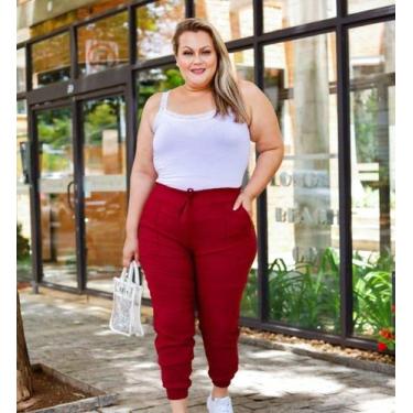 Imagem de Calça Feminina Jogger Plus Size Calça Bengaline Com Elástico Modinha M