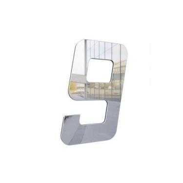 Imagem de Numero 130mm prata espelhado - 9 - metalmidia