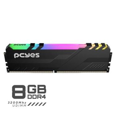 Imagem de Memoria Gamer Pcyes Udimm 8Gb Ddr4 3200Mhz Black Com Rgb