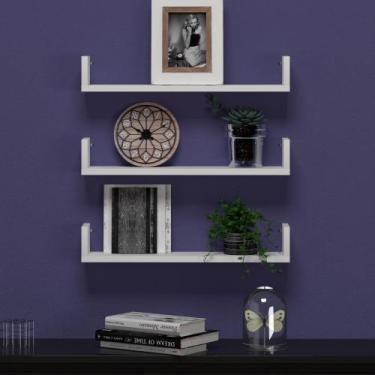 Imagem de Kit 3 prateleira em U Porta Revista Organizador decorativo Hall Entrad