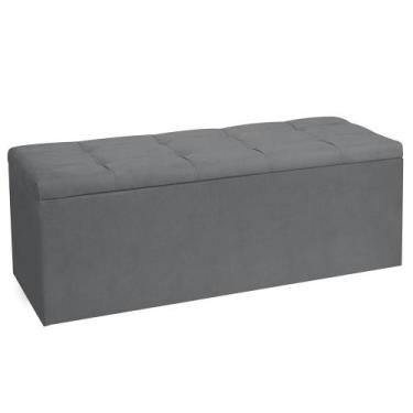 Imagem de Calçadeira Recamier Baú King 1,95m Roma Suede Cinza - Pallazio