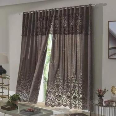 Imagem de Cortina Sala Renda 3,50 X 2,20 Alt Com Bando Ganache - Interlar