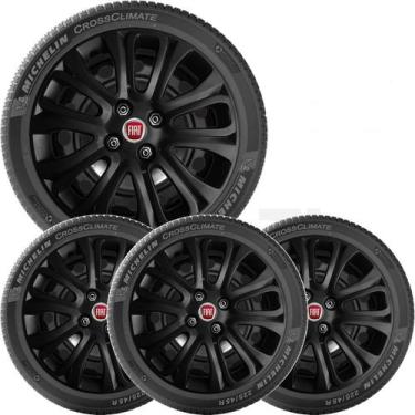 Imagem de 4x Calota Fiat Punto Palio Siena Idea Aro 15 Preto 229cp - Grid